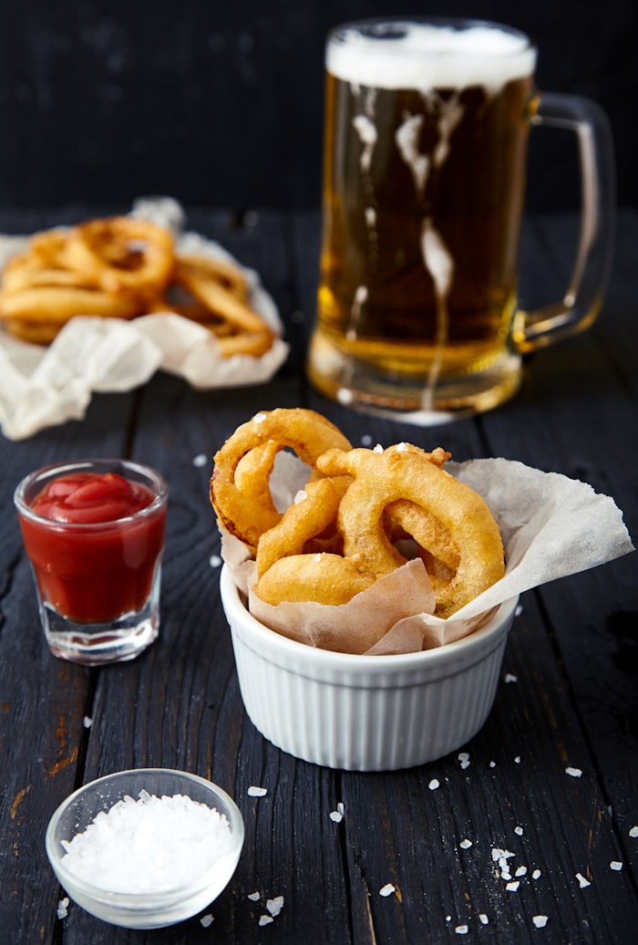 Beer-battered onion rings
